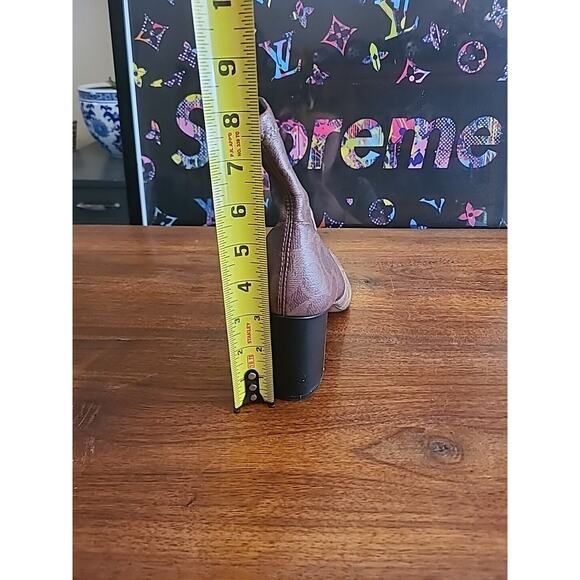 Coach Margot Coated Canvas Heels Bootie Tan Two Tone Size 8b - Picture 13 of 13